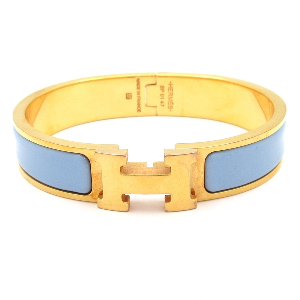 Hermès Clic Clac Bangle Gold Light Blue Hardware Ceramic